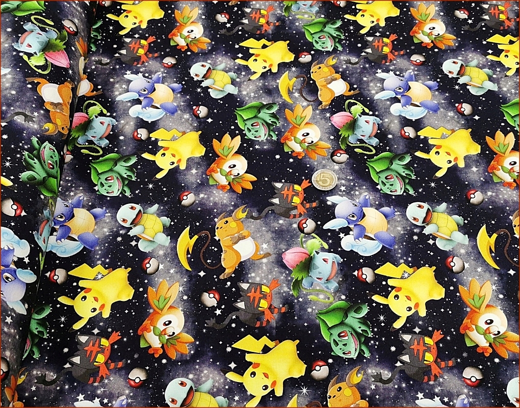 Dzianina dres. POKEMON-KOSMOS GRANAT -CYFRA -FQ