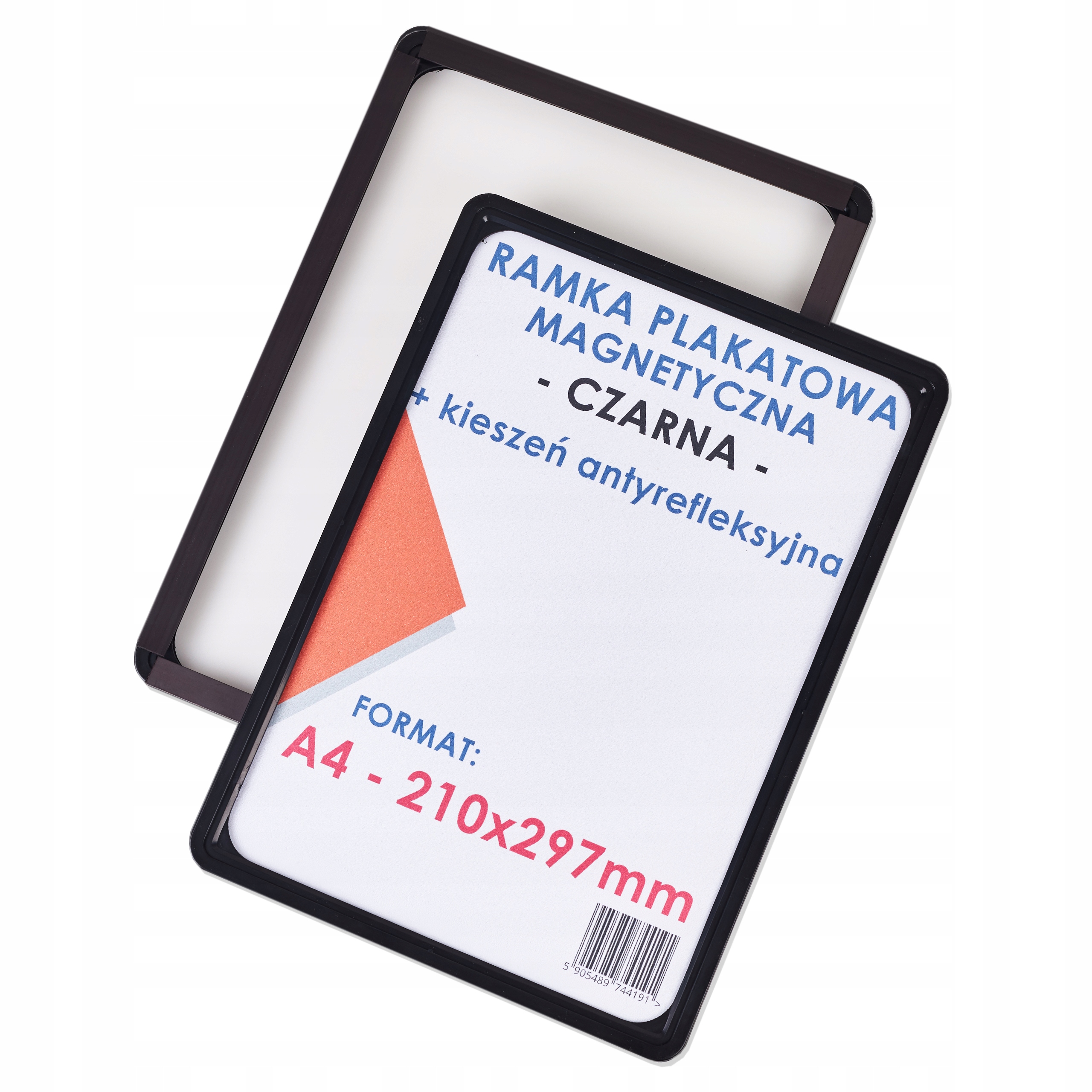 RAMKA PLAKATOWA A4 MAGNETYCZNA CZARNA + KIESZEŃ ZABEZPIECZAJĄCA PLAKAT - A4