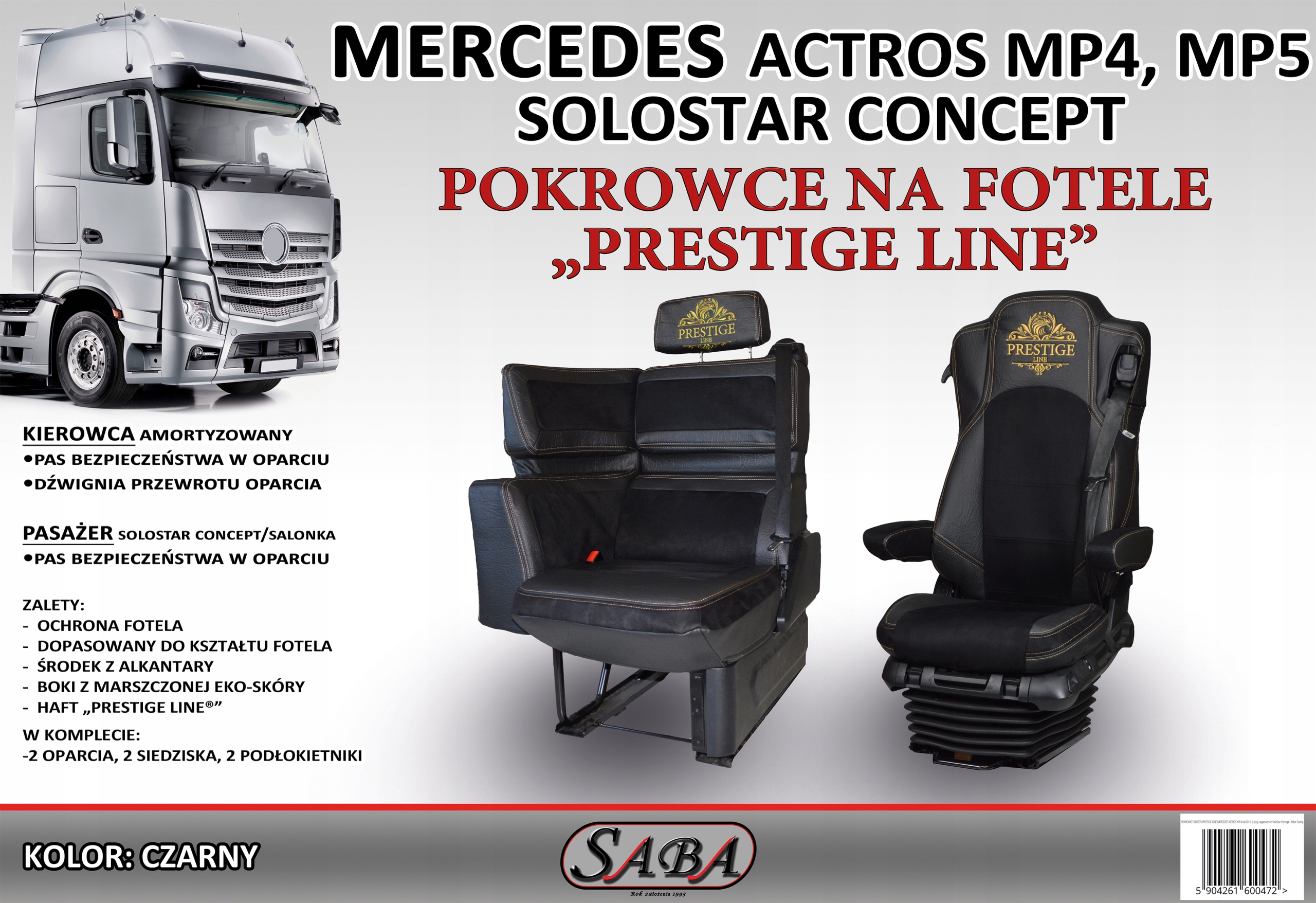 Pokrowce na fotele PRESTIGE LINE Mercedes solostar Rodzaj Dedykowane