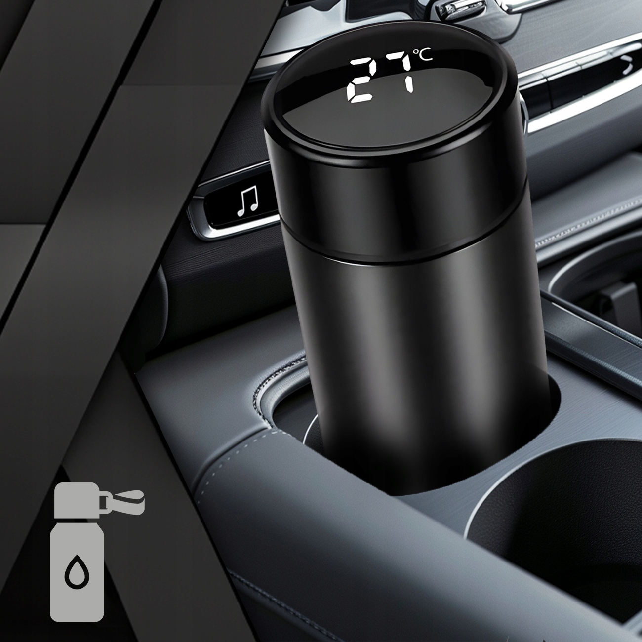 KUBEK TERMICZNY TERMOS BIDON NA KAWĘ HERBATĘ LED 500ML DUŻY SZCZELNY SMART Model KUBEK NA KAWE POMYSŁ NA PREZENT NA DZIEŃ CHŁOPAKA