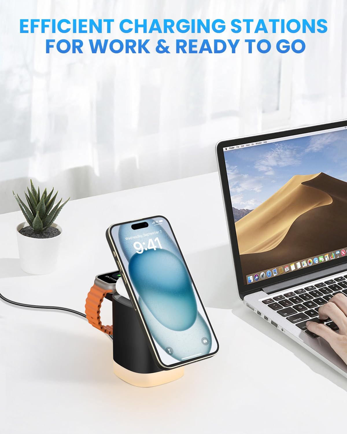 JoyGeek Składana Stacja Ładowania 3w1 do iPhone iWatch AirPods — miniatura 7