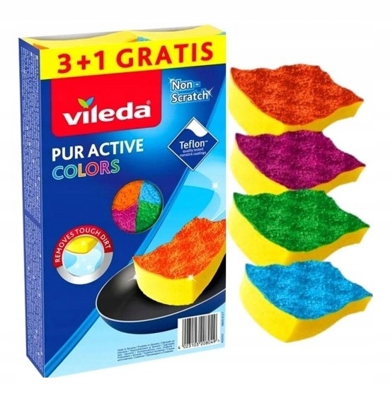 

Vileda Pur Active Colors Zmywak do naczyń 4 sztuki