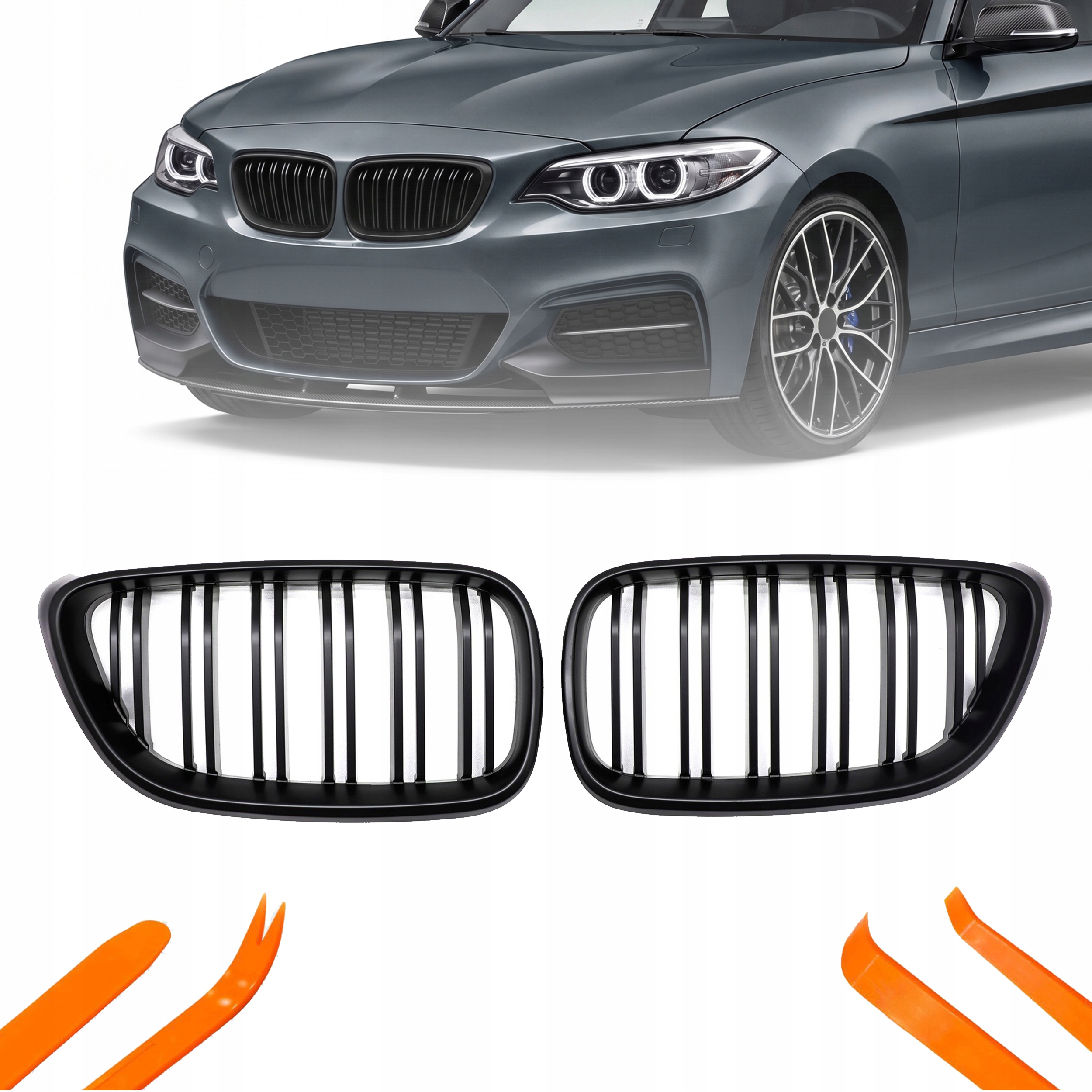 Atrapa Gril Ledvinky Bmw 2 F22 14-19 Černý Mat M Balíček 2 Žebra