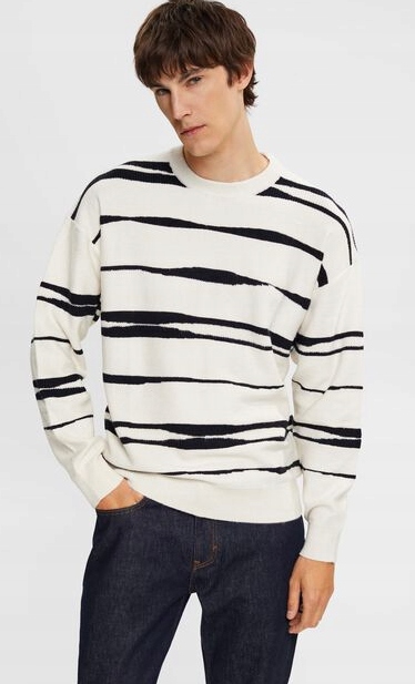 ESPRIT SWETER BEŻOWY W PASI MĘSKI CASUAL M VBI
