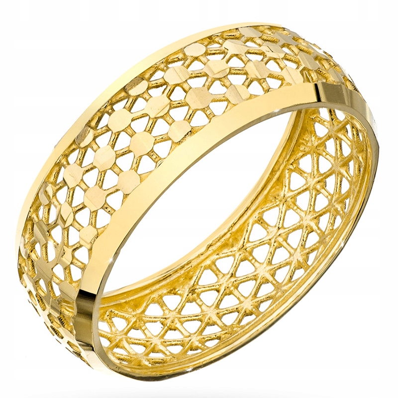 Złoty Pierścionek Ażurowy pr.585 Geometryczny r12