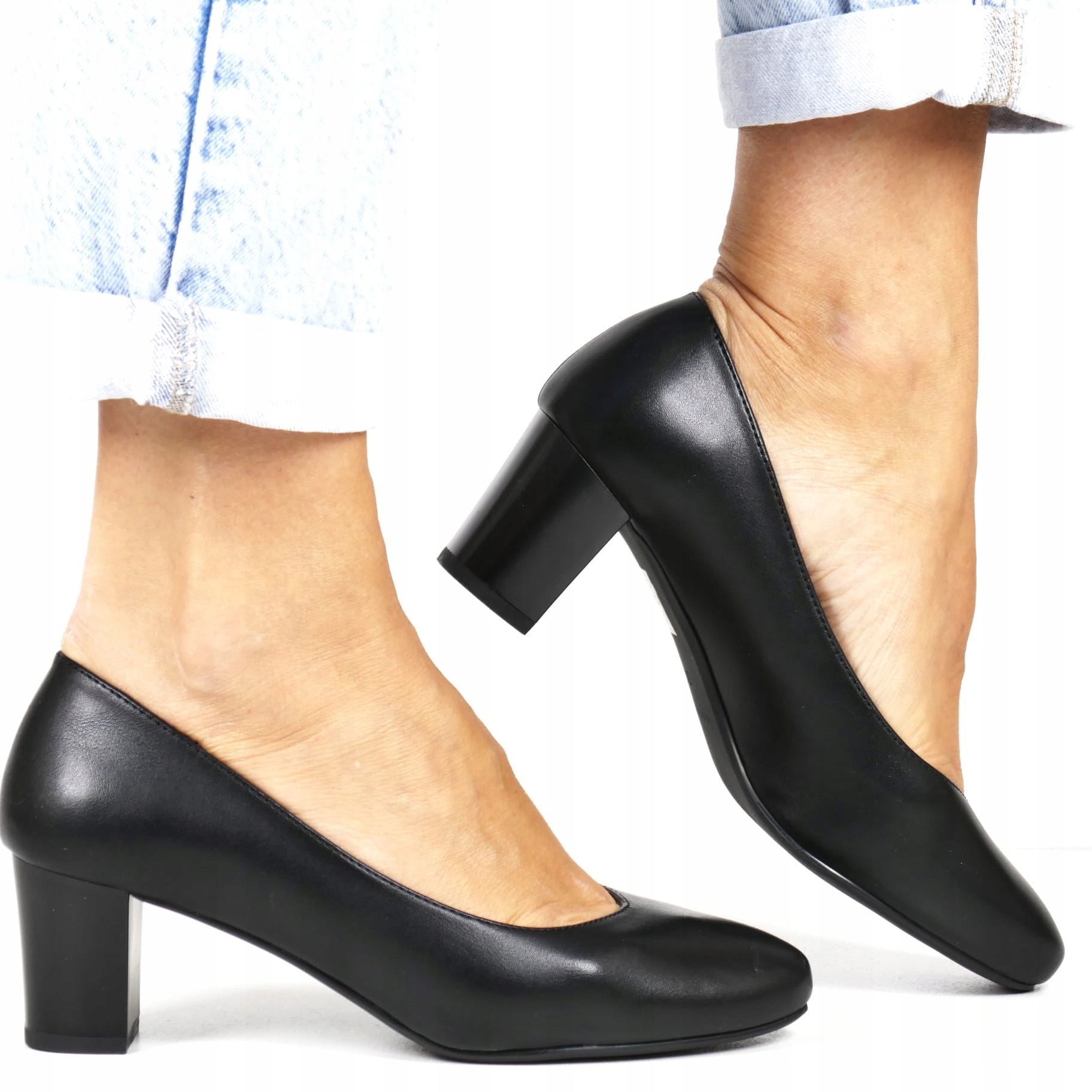 Dámské Lodičky Na Podpatku, Černé, Lícové, Klasické, Elegantní Pro Každodenní Nošení