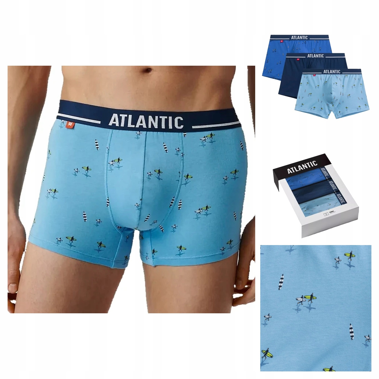 Pánské boxerky Atlantic 213 3-pack mix, modré, velikost M