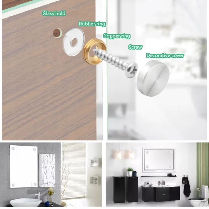 MOCOWANIE TABLICZKI SZKŁA 4X ZAŚLEPKA UCHWYTY 16mm CHROMOWANA STAL PIKI Marka inna