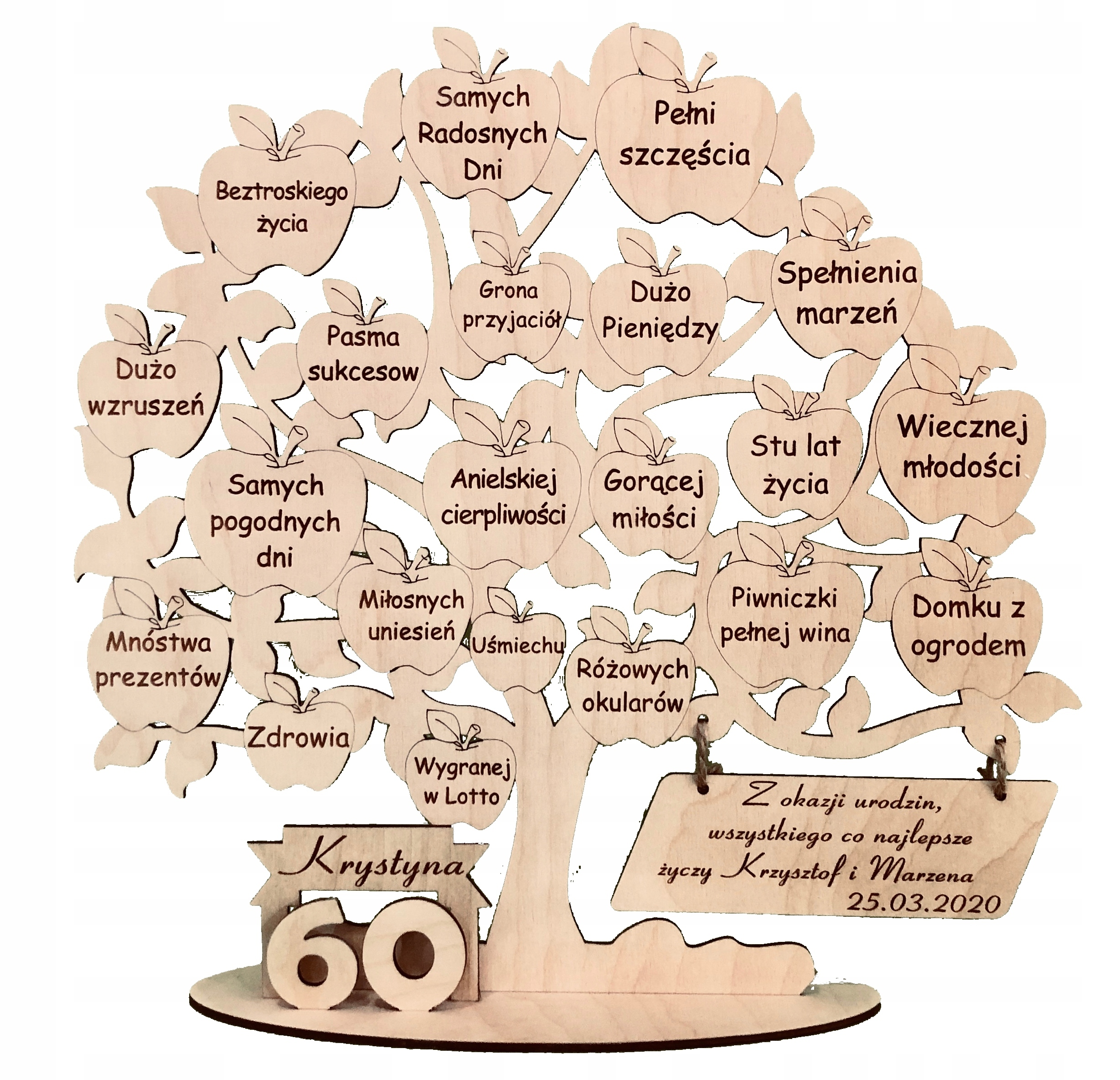40. narozeniny, čtyřicítka, gravírovaný strom