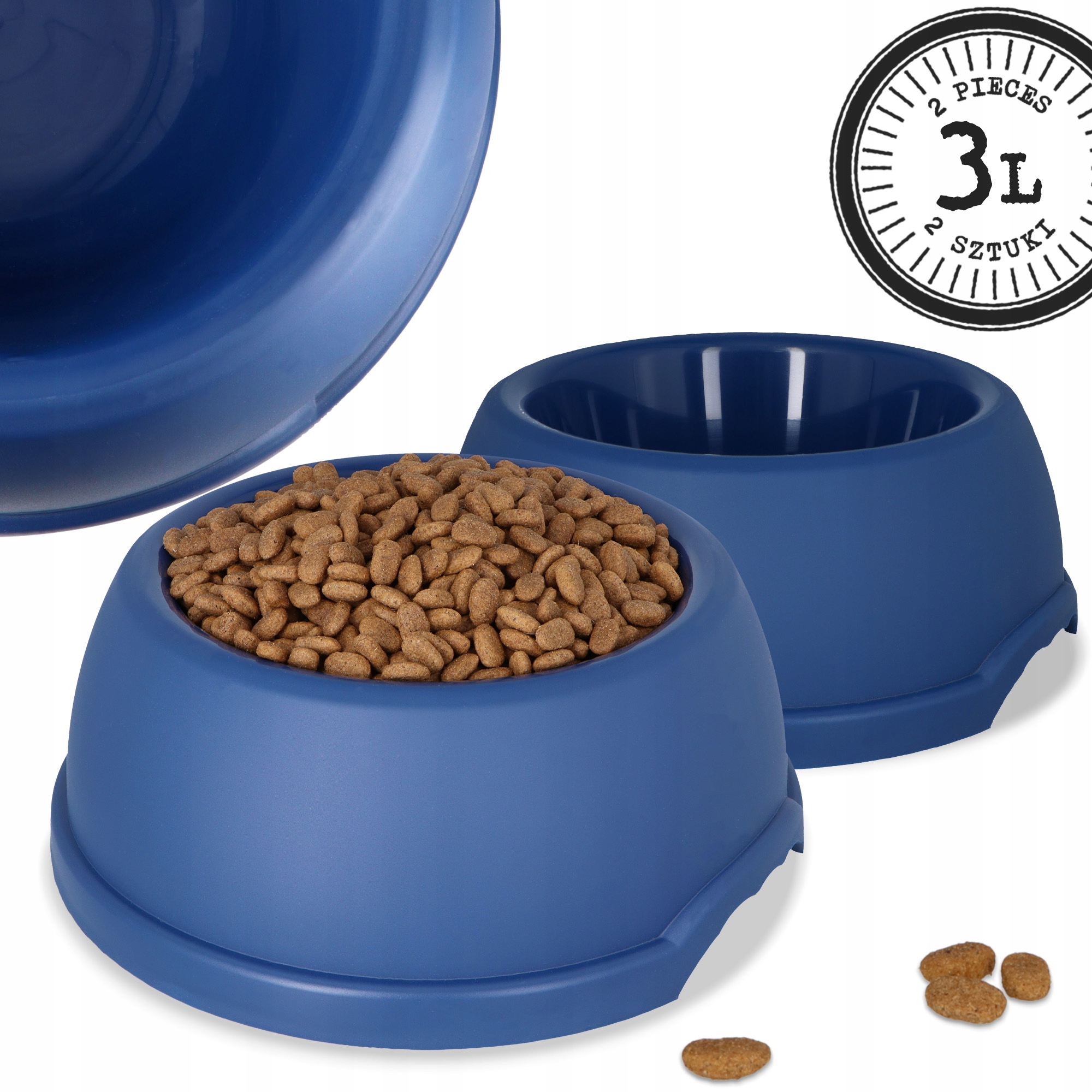 2x Velká Miska Pro Psa 3L Plastová Odolná Vůči Vodě Protiskluzová Krmivo F8