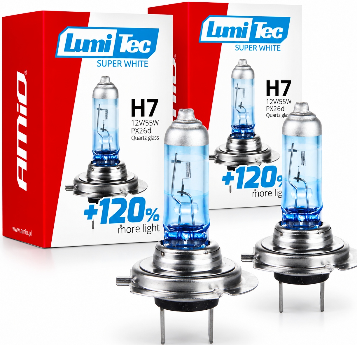 2x Żarówka Halogenowa H7 12V 55W filtr Uv E4 Żarówki +120% Superwhite