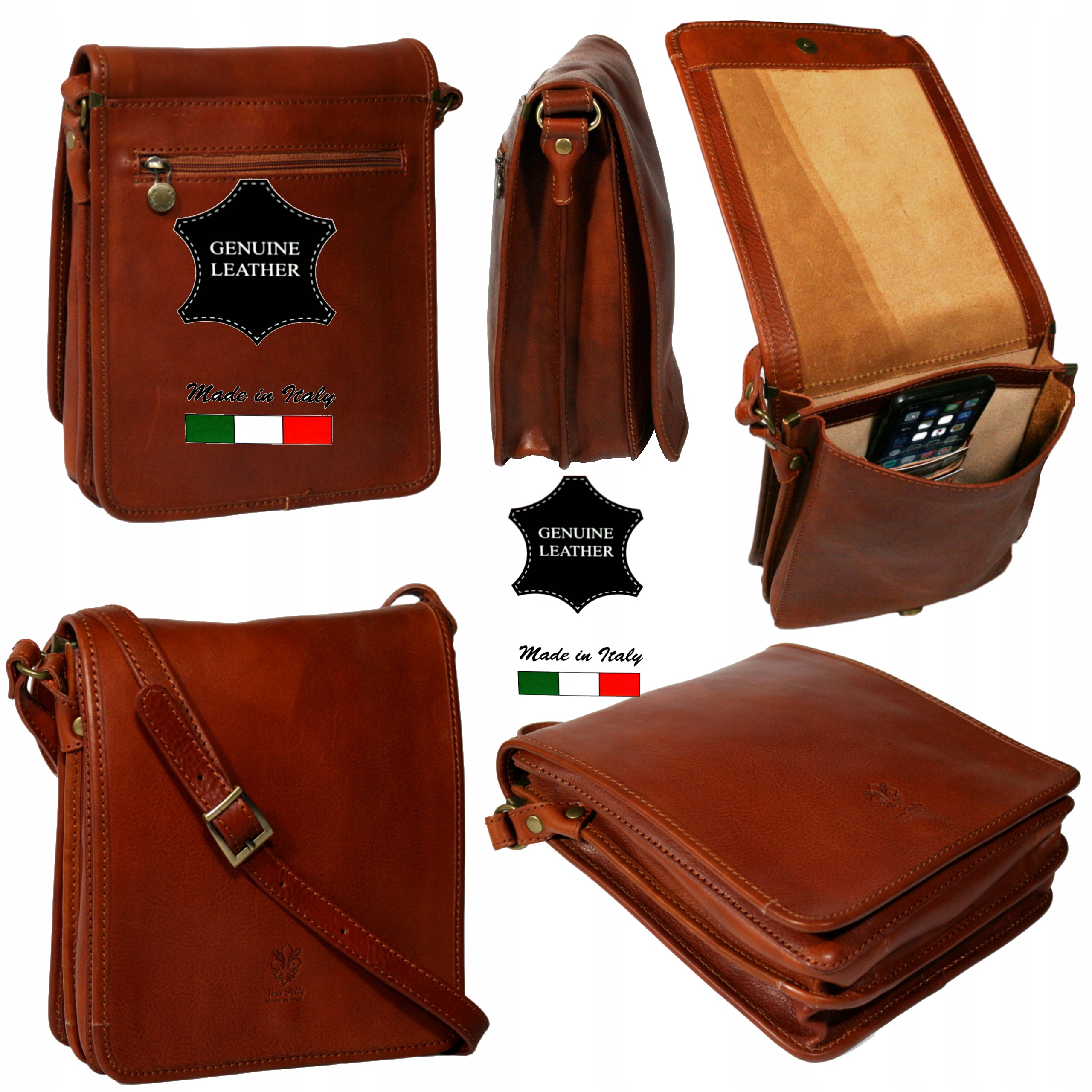 Pánská kožená taška přes rameno kabelka přes rameno vintage hnědá italská vintage