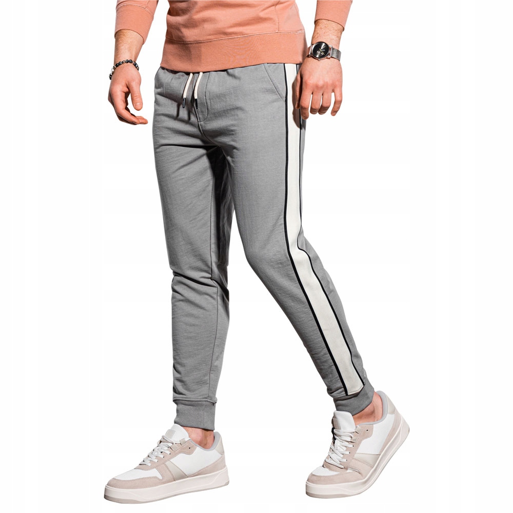 

Spodnie męskie dresowe joggery P951 szare XL