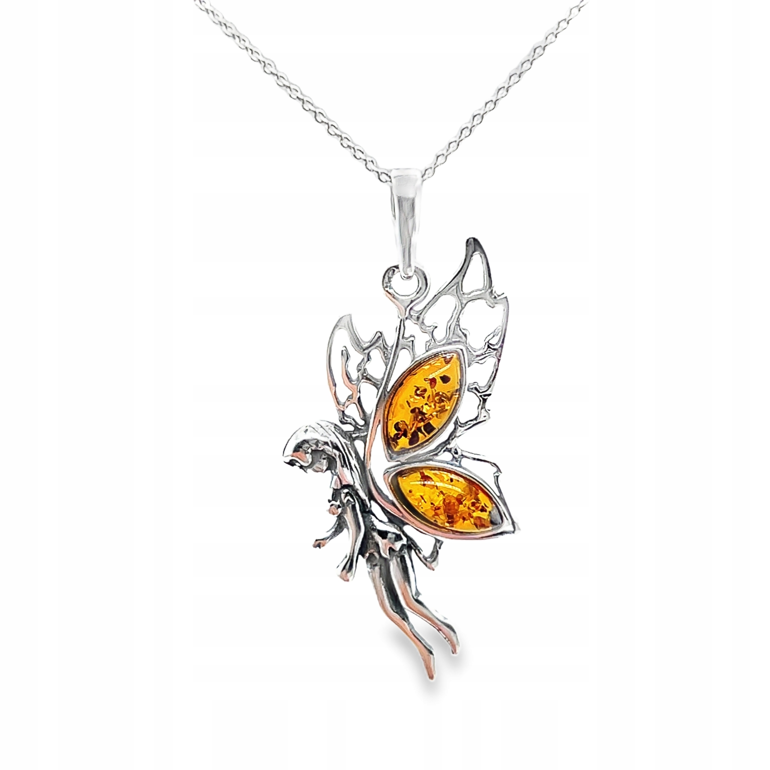 Přívěsek s jantarem ze stříbra Víla a zvoneček Film