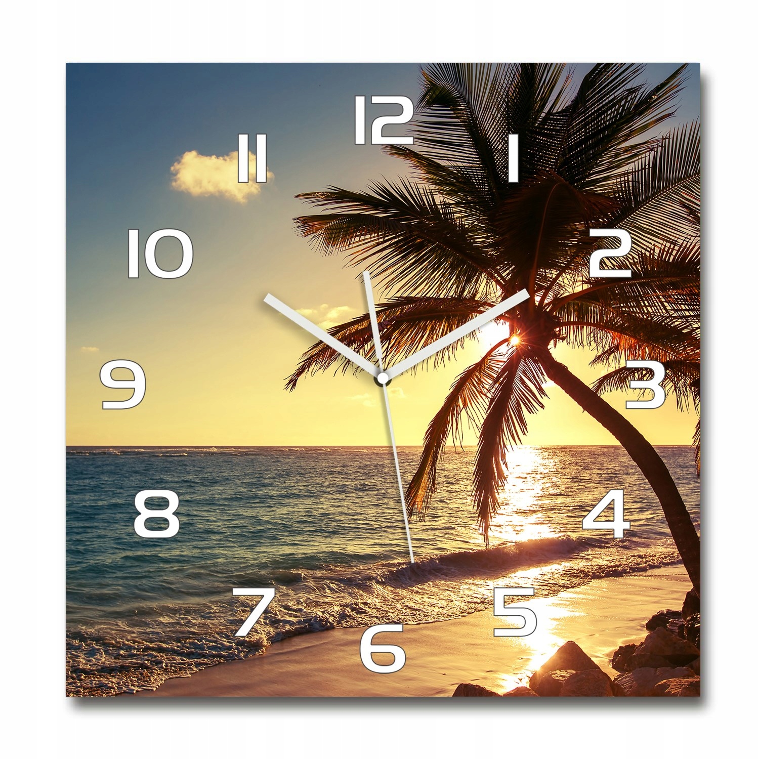 

Duży szklany zegar ścienny Tropikalna plaża 60x60