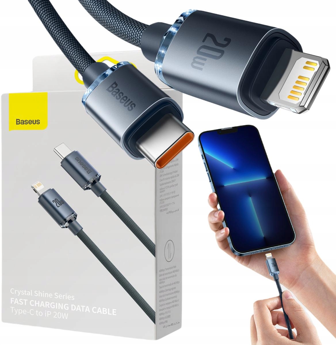 Baseus KABEL USB-C SZYBKIE ŁADOWANIE do iPhone Lightning PRZEWÓD PD 20W 2m