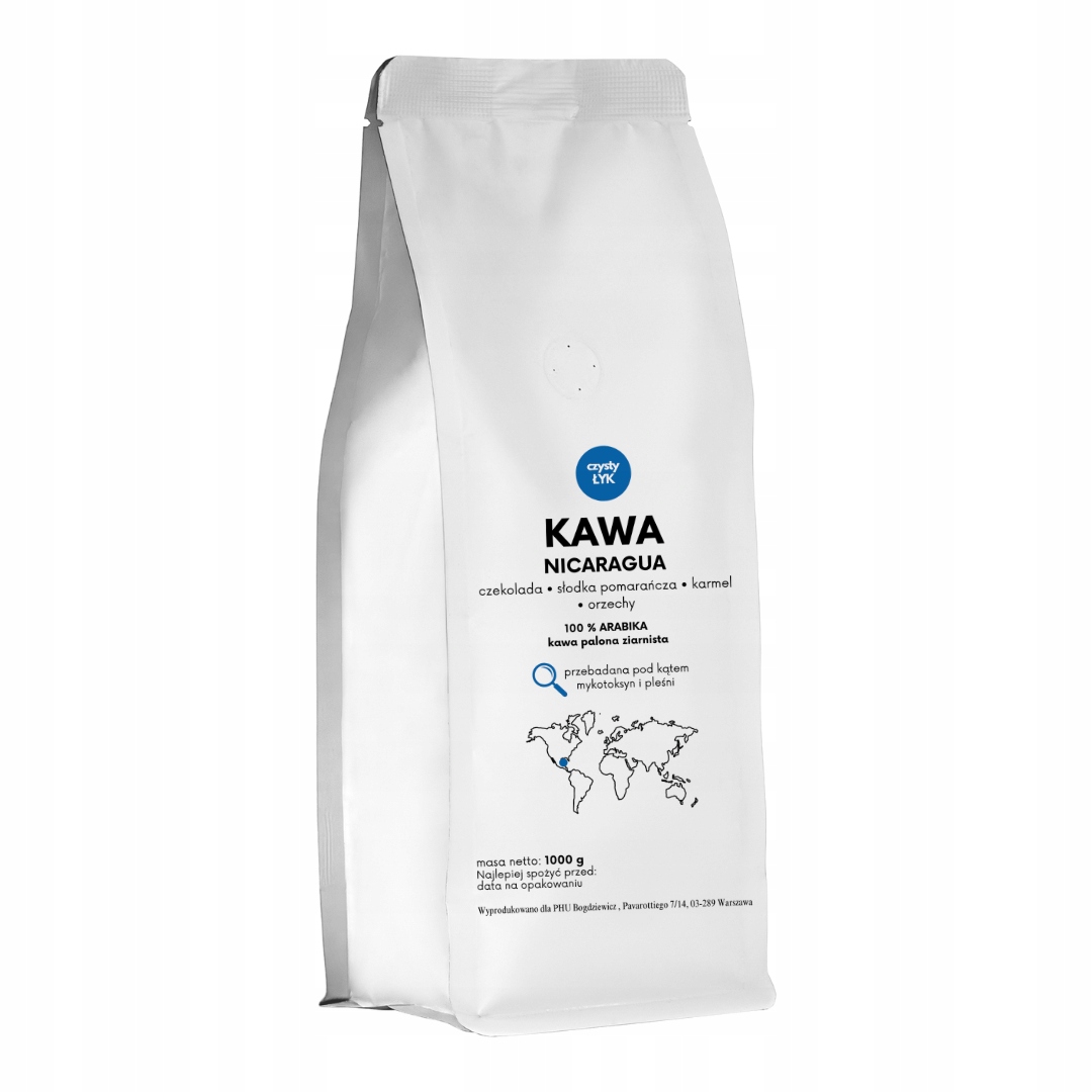 Kawa ziarnista 1kg Nicaragua Czysty Łyk – przebadana, kawy mleczne