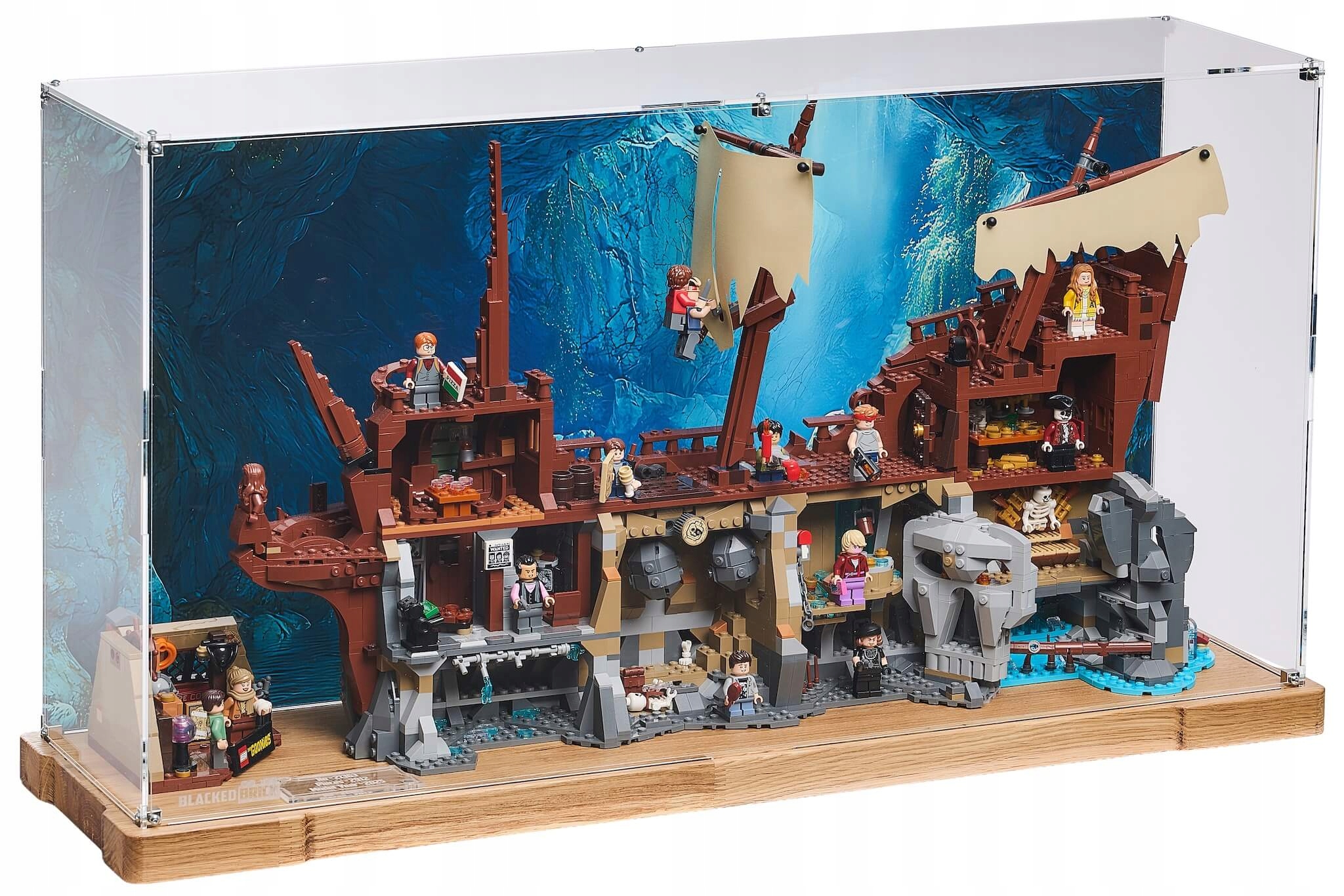 Vitrína Wood s pozadím Blacked Brick pre Lego 21363 Icons Goonies