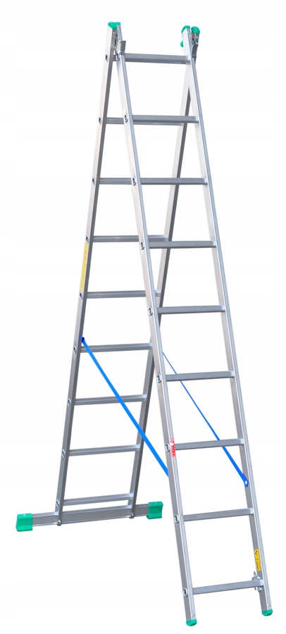 Drabina Aluminiowa 2-ELEMENTOWA 421CM 9+9 Szczebli Do Wysokościowych