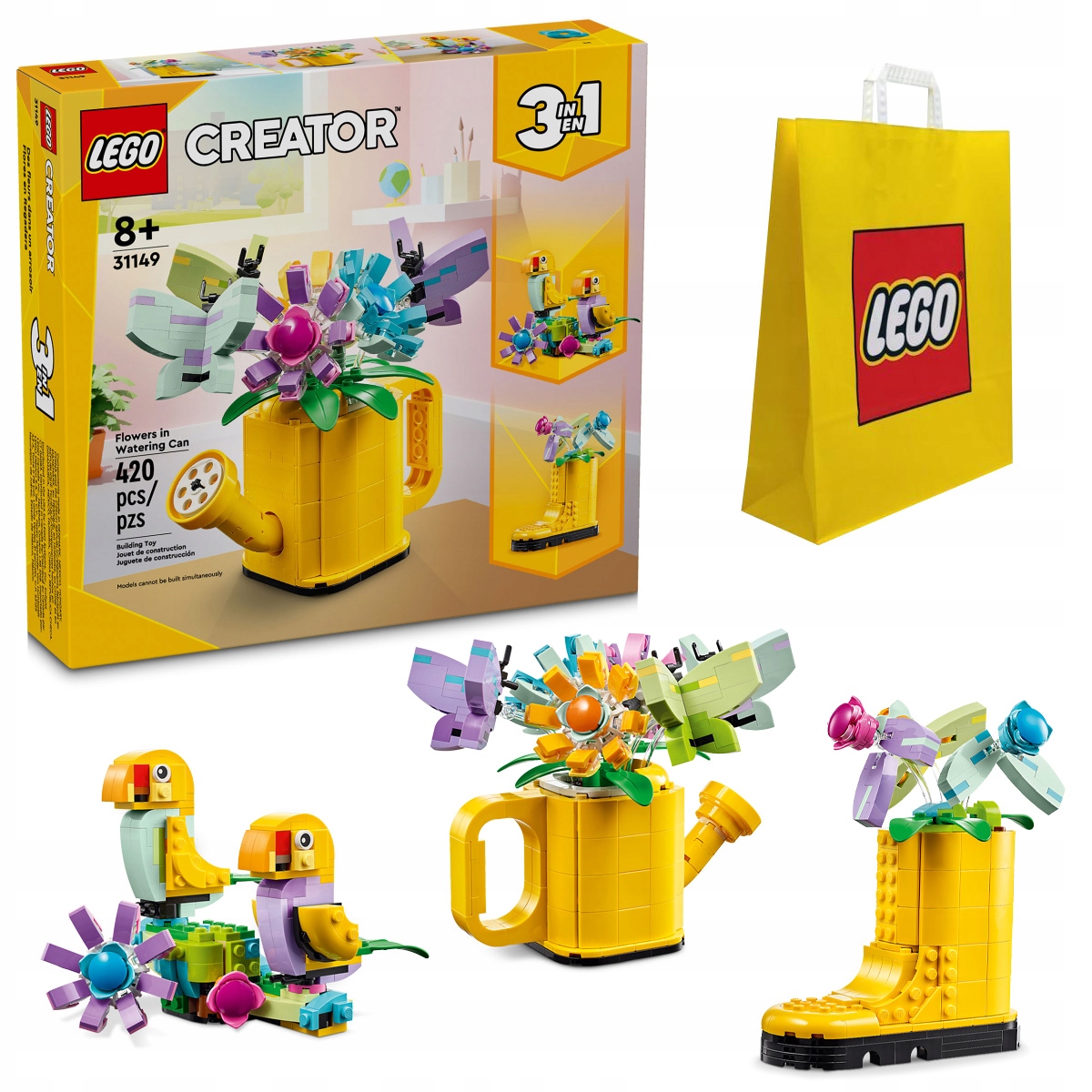 KLOCKI LEGO CREATOR 31149 KWIATY W KONEWCE KALOSZ PTAKI 3 W 1 + TORBA LEGO
