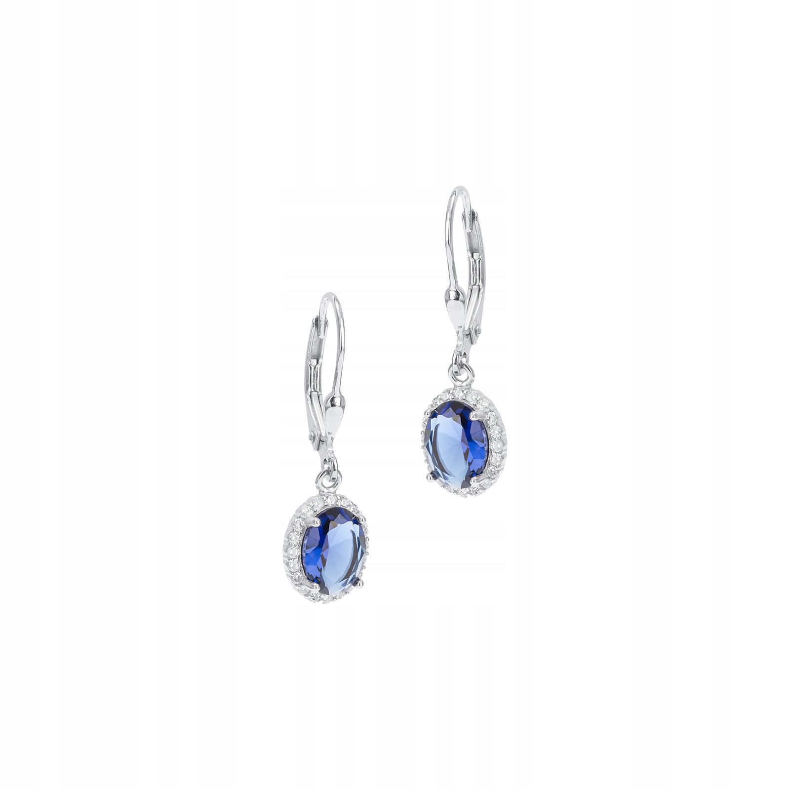 Stříbrné náušnice 925 Modrá Zirkon závěsná
