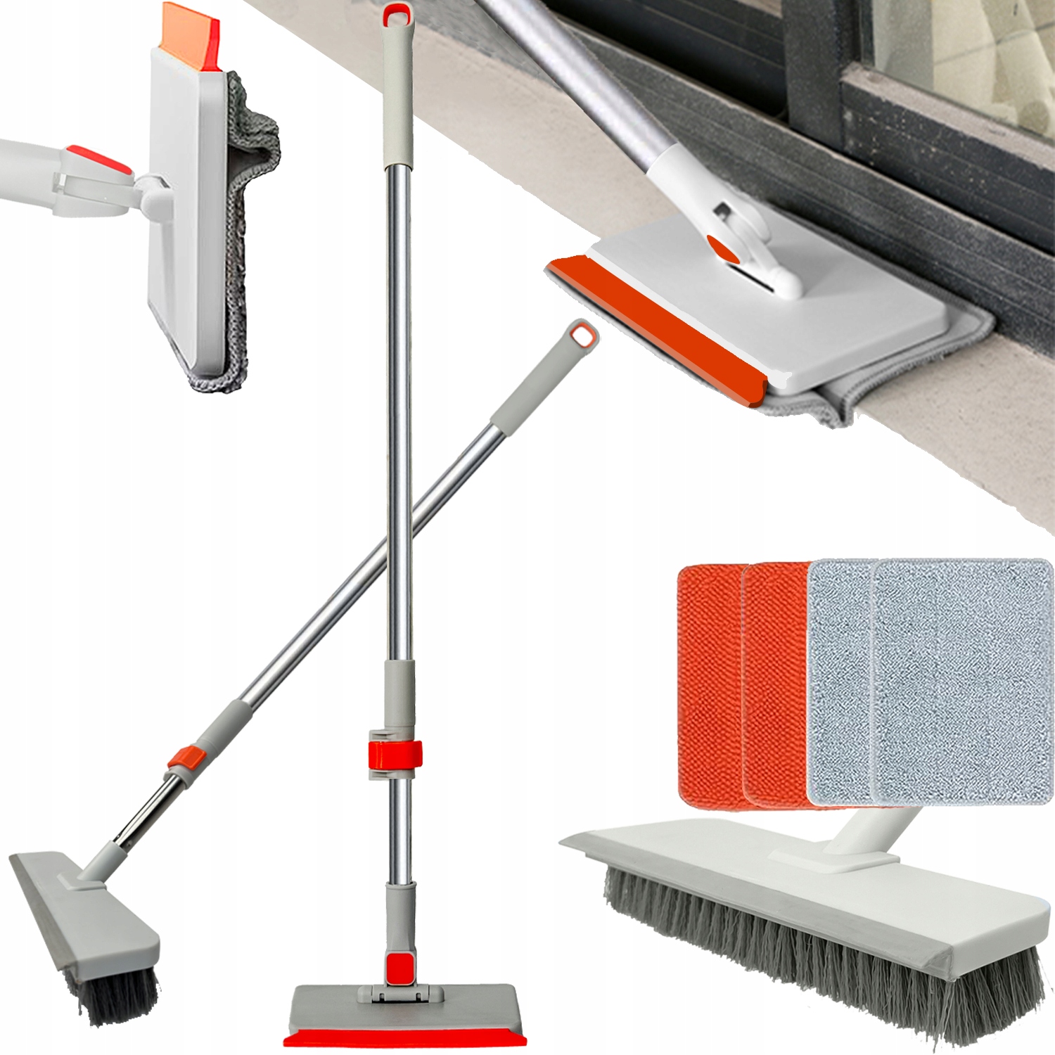 Levně Mop Teleskopowa Do Czyszczenia Listew Przypodłogowych 2W1 Miotła Szczotka