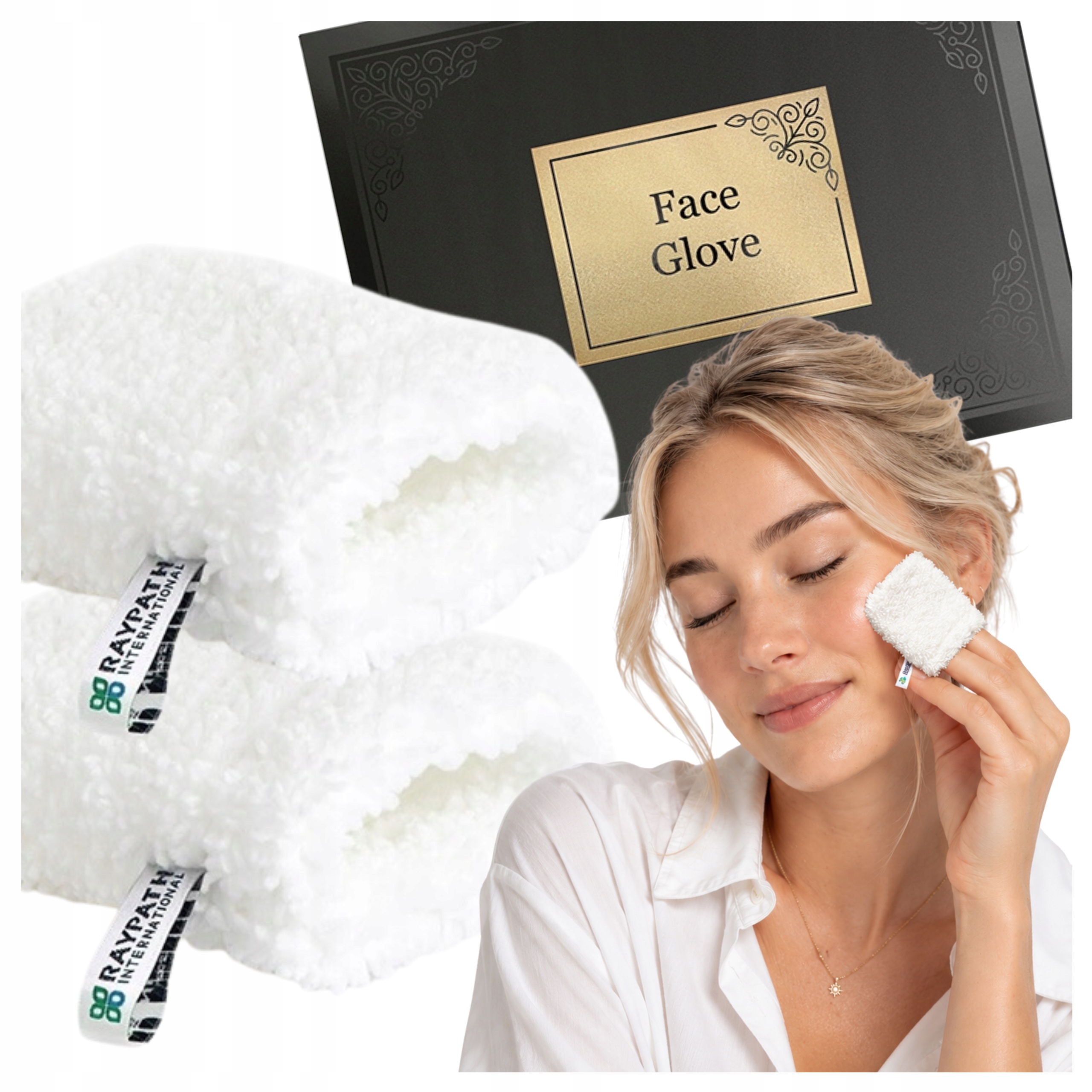 Raypath 2x Rękawica Czyścik Do Demakijażu Mycia Twarzy Face Glove Delikatny