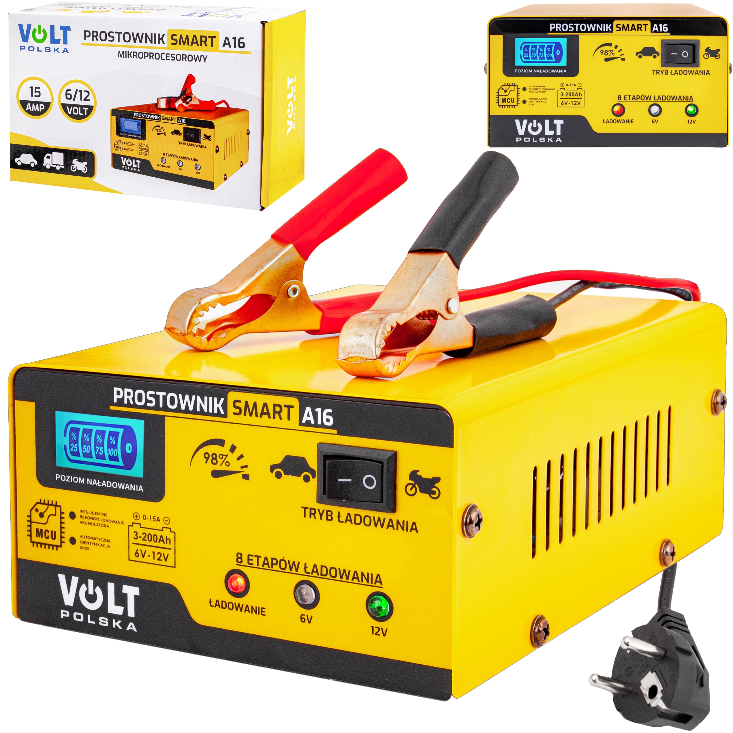 

Ładowarka Prostownik Do Akumulatora LCD 6V 12V 15A