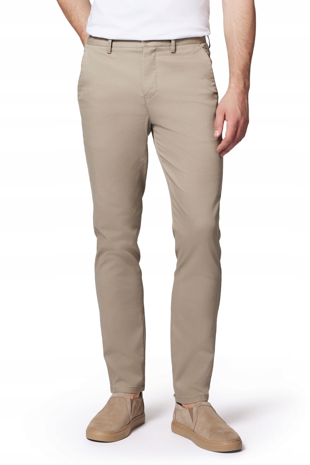 Spodnie Chino Męskie Bawełniane Jasnobeżowe Slim Fit Próchnik PM2 W34/L32