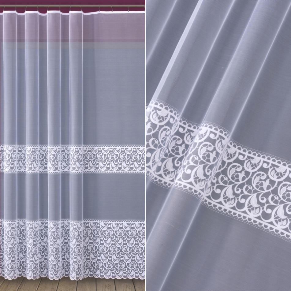 Záclona Do Obývacího Pokoje, Hotová S Páskou, Pruhovaný Vzor 450X165