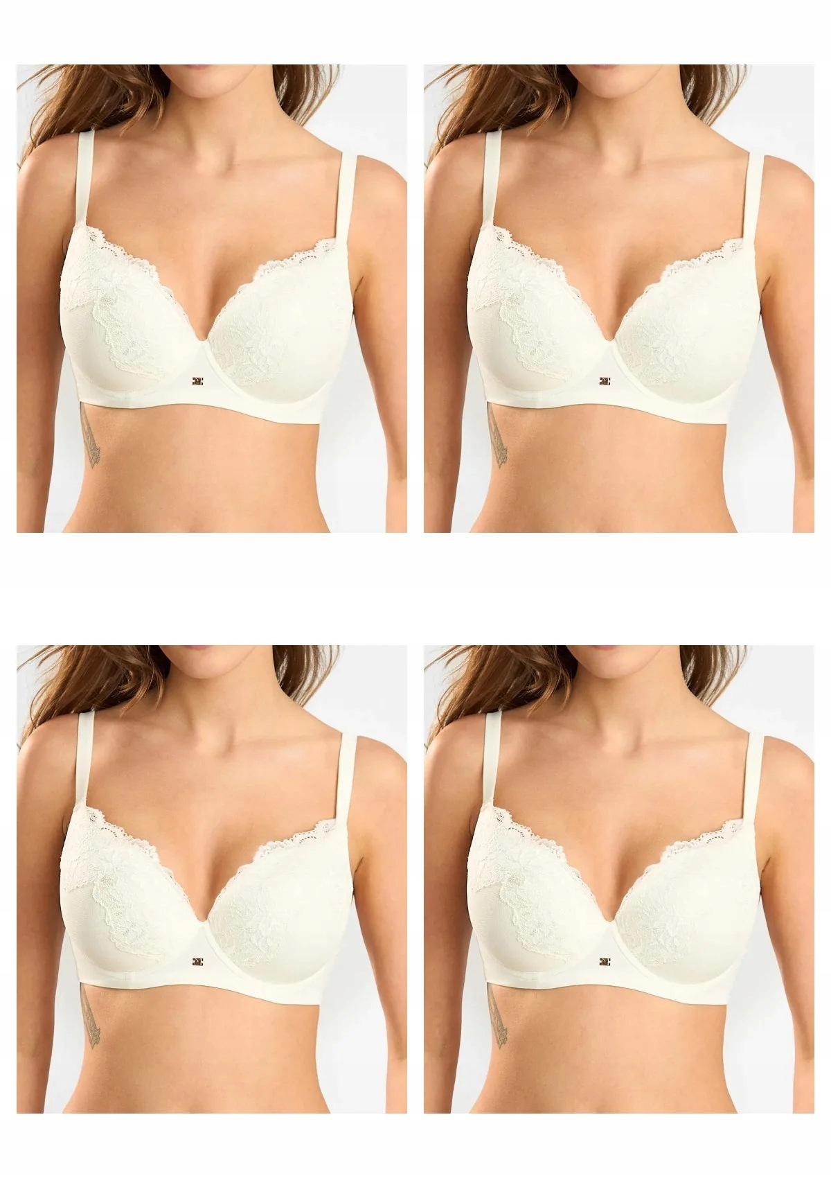 Lormar Saten 1900 podprsenka plunge push-up 4 ks ecru 90C