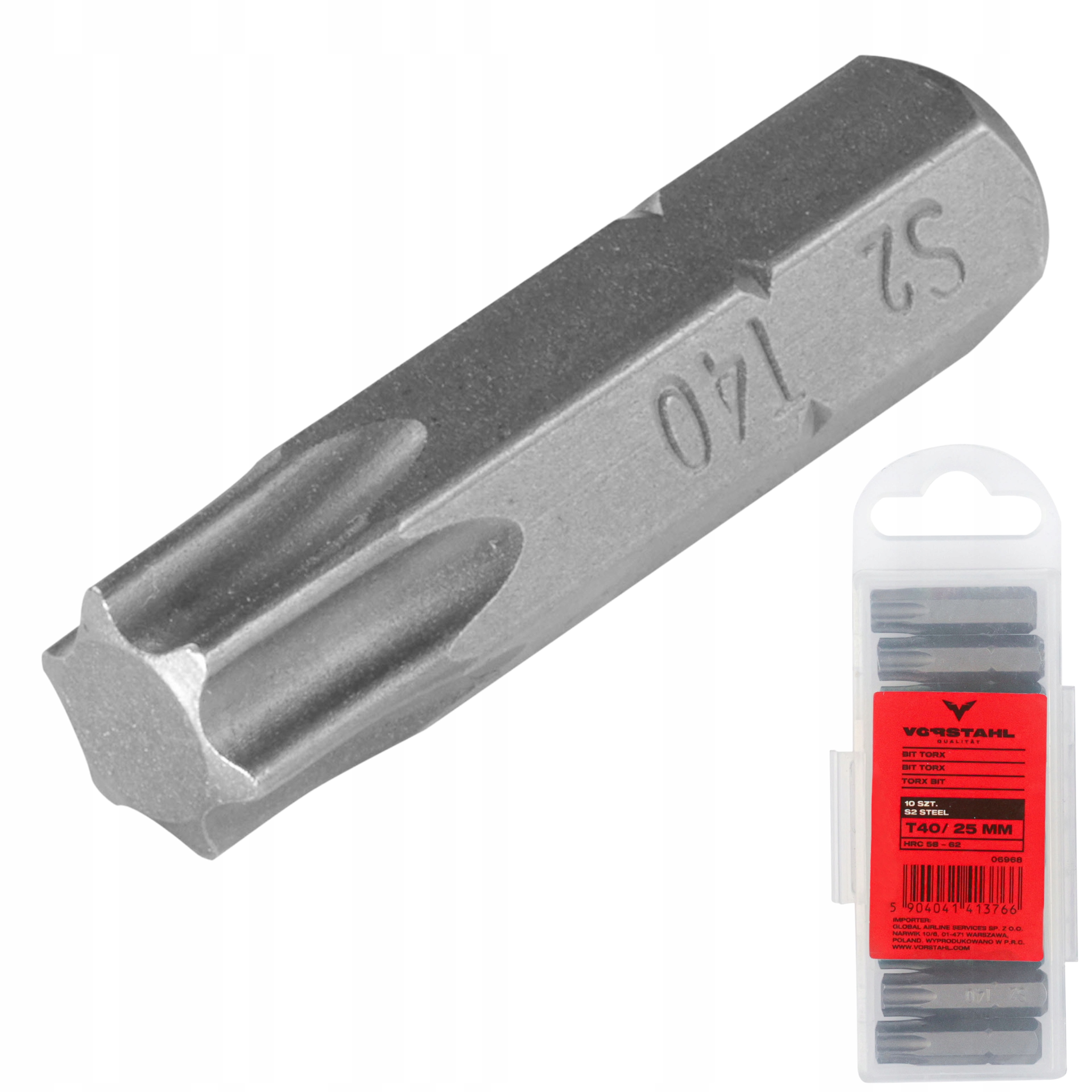 Zestaw Bit Torx 6szt Końcówka do wkrętarki > T20 x 25mm < Vorstahl