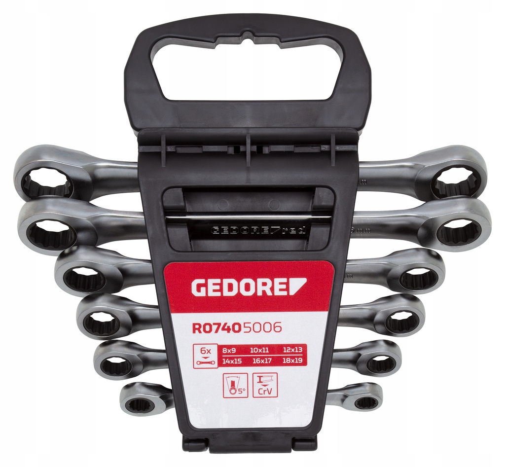 Obojstranné kľúče 8-19 mm s račňou sada 6ks Gedore Red R07405006