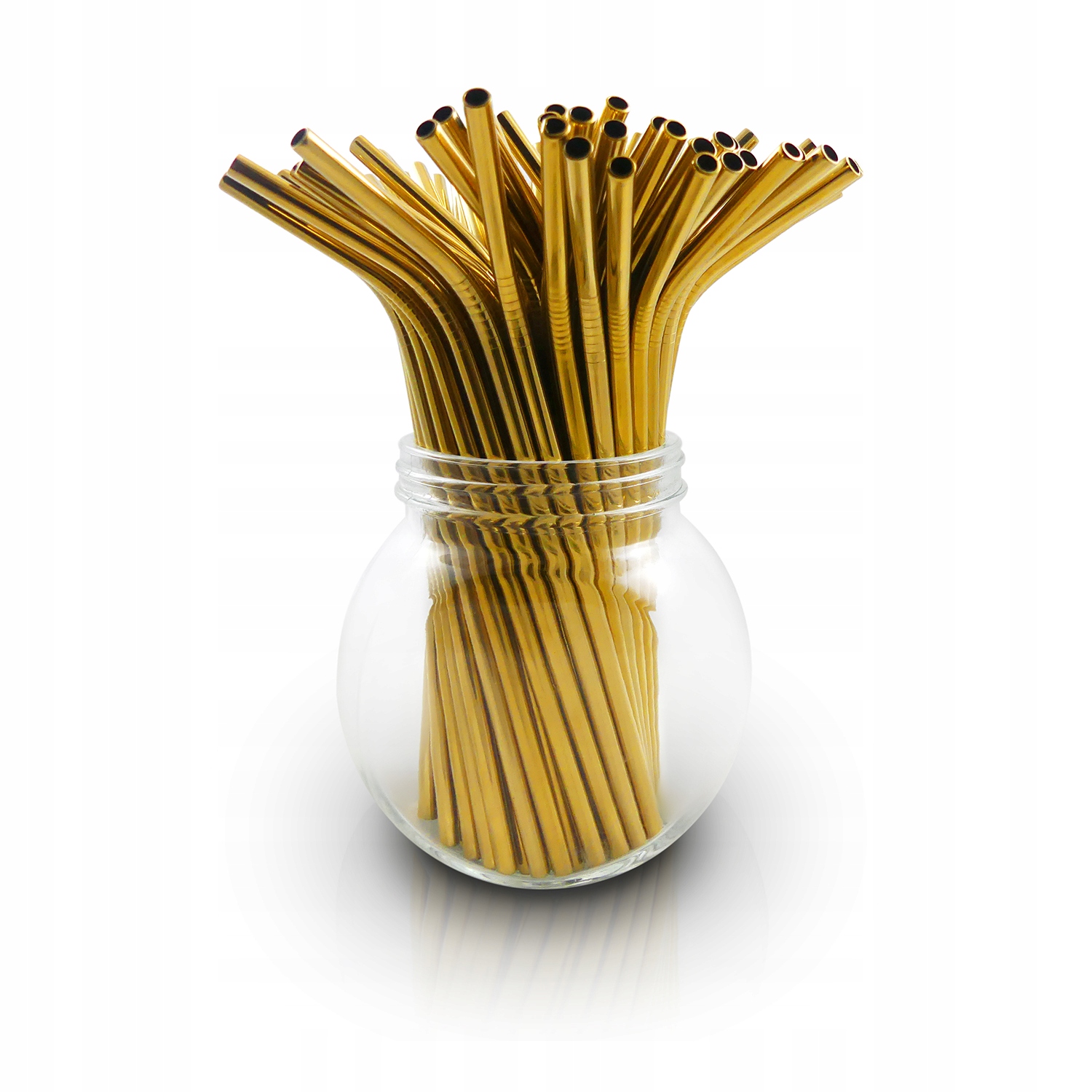 Bambaw Opakovaně Použitelné brčka z oceli Zlaté 100ks do restaurace do obchodu