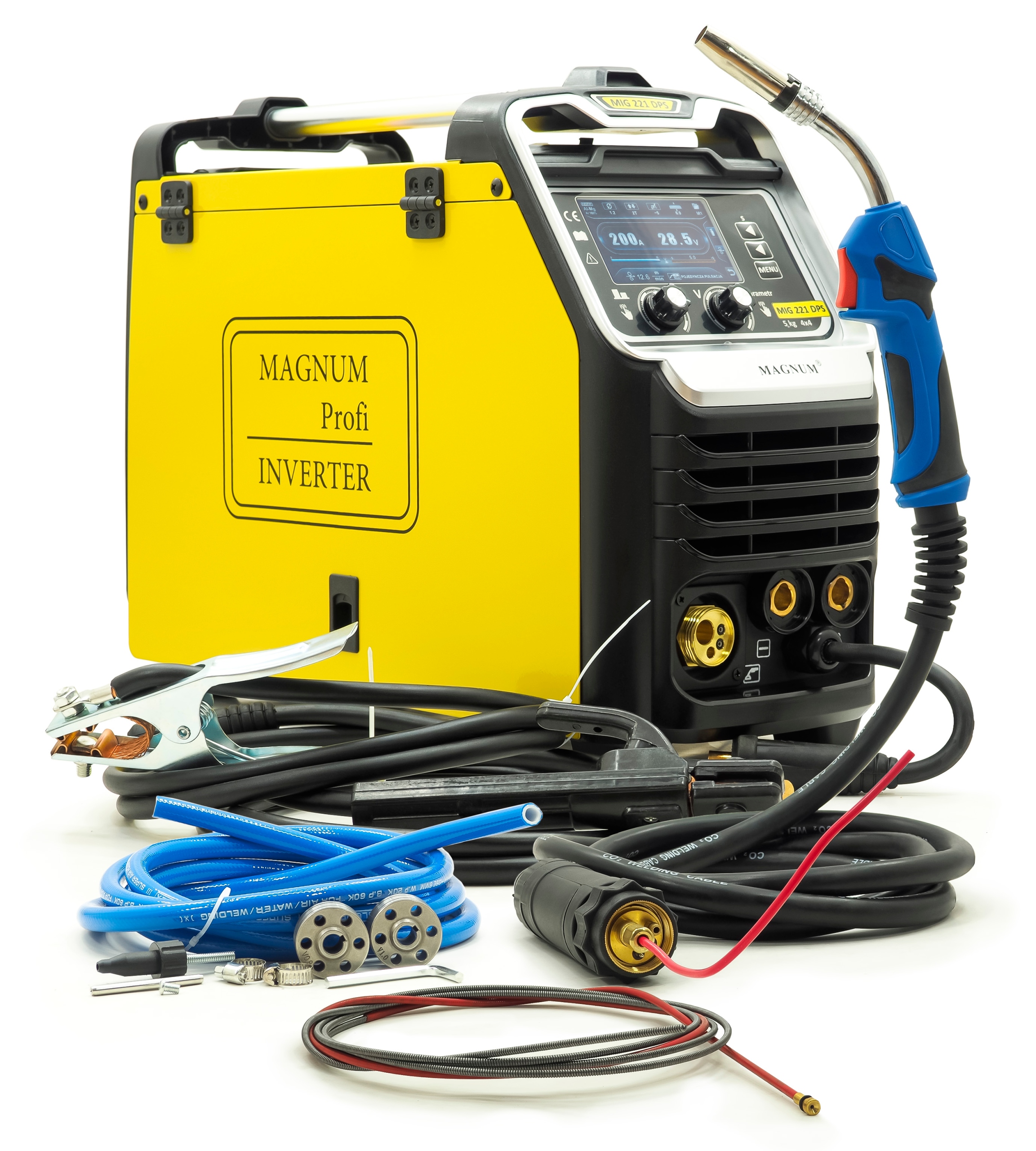 Svařovací stroj Magnum Mig 221 Dual Puls Synergia 4x4 Mma 200A 230V Poloautomat
