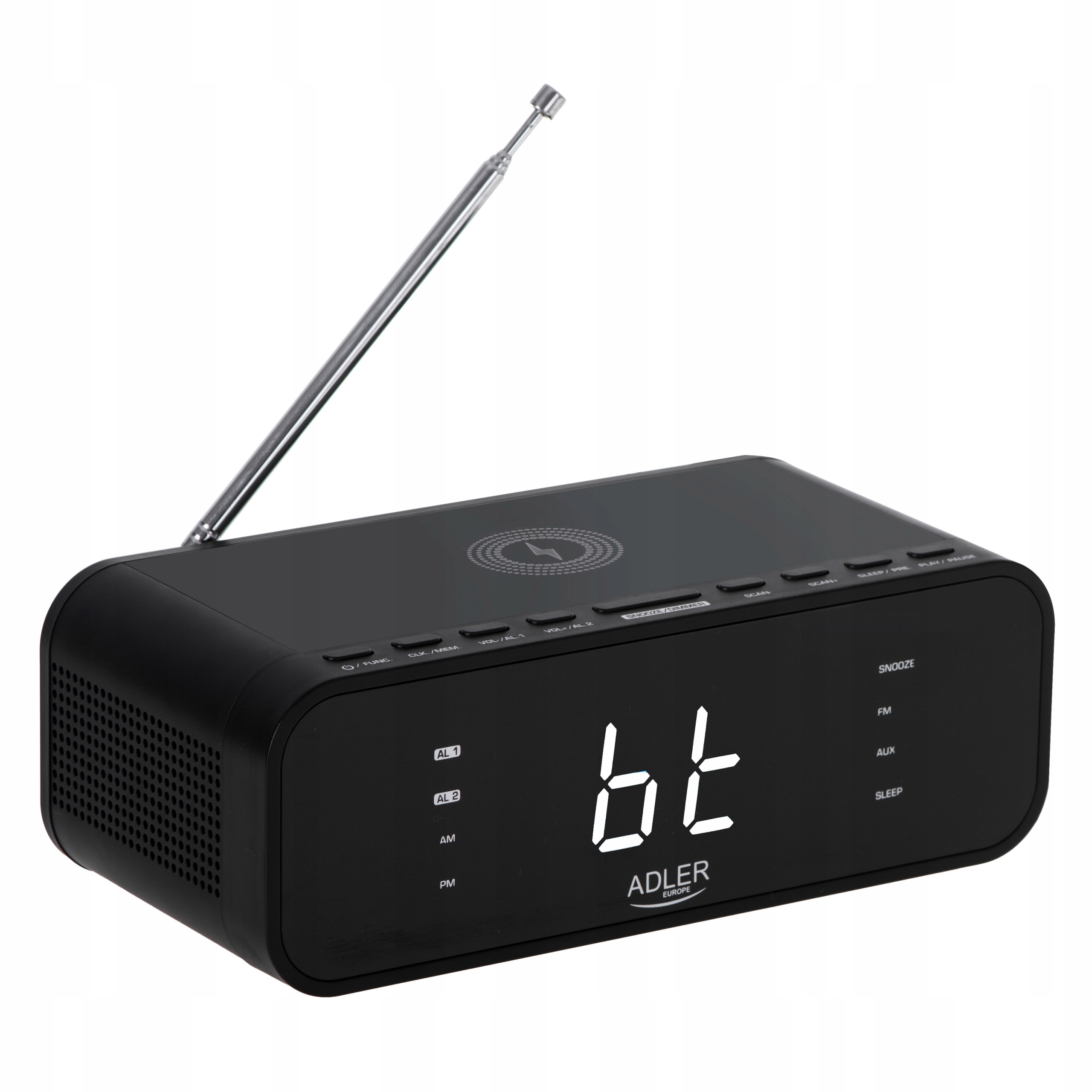 Radiobudzik AD 1192 z ładowarką bezprzewodową i FM, Bluetooth 5.0