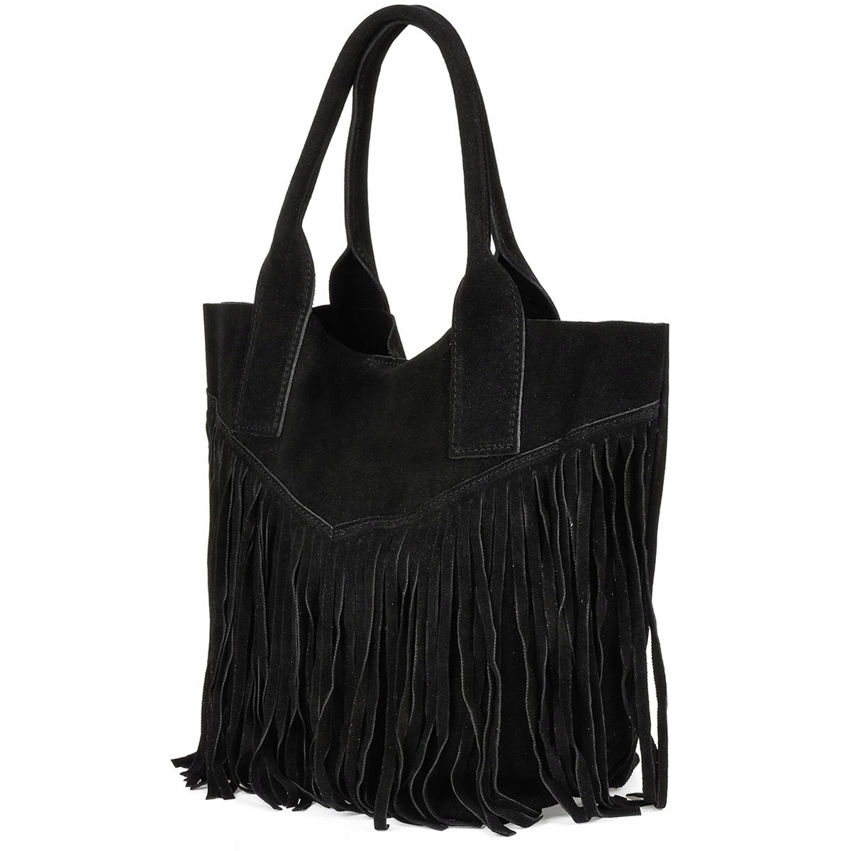 Dámská kožená semišová kabelka A4 se střapcem, italská shopperka, semišová kůže