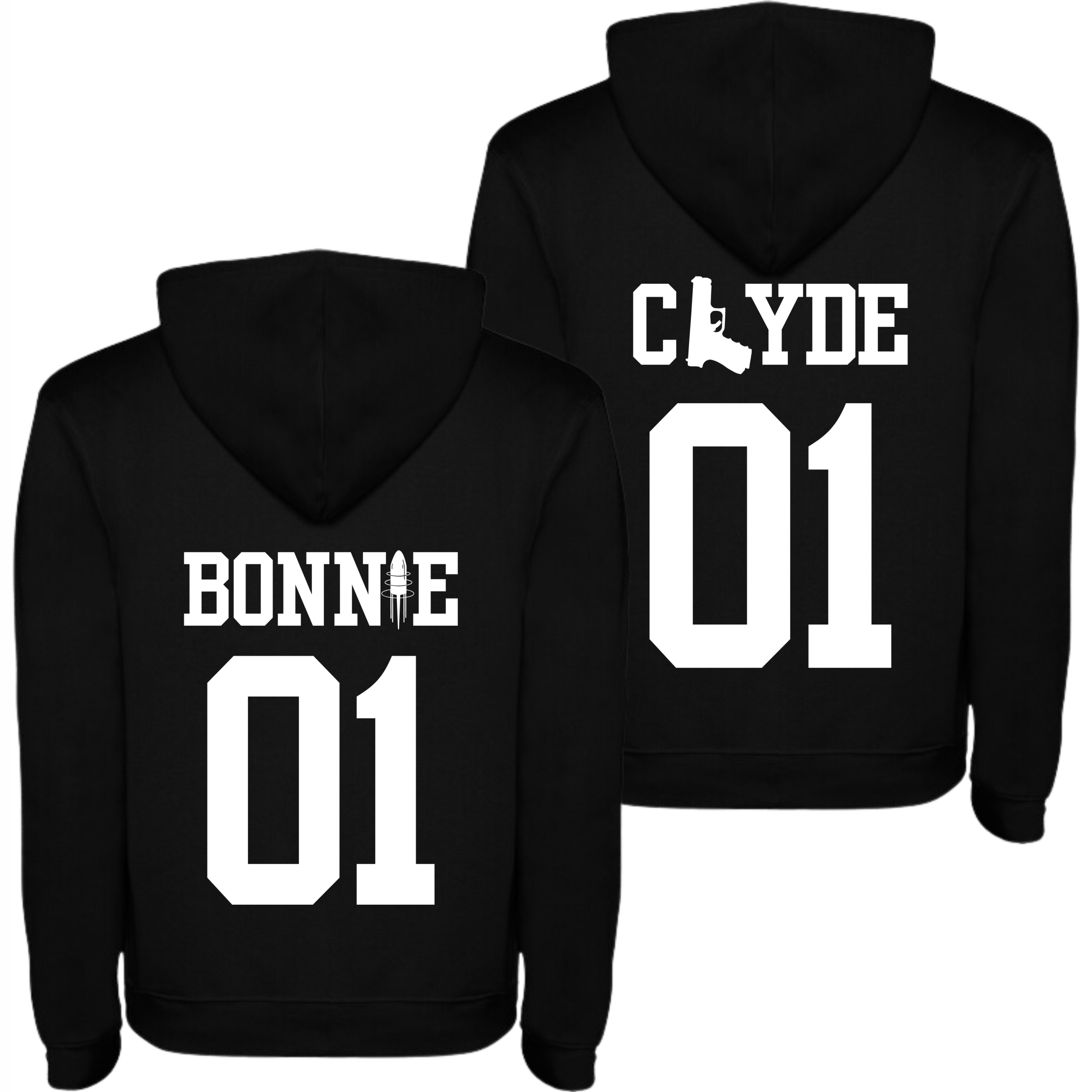 2 Mikiny Pro Páry Bonnie Clyde Dárek K Valentýnu Komplet S Datem