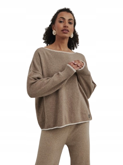 Yarn Premium Svetr kalhoty Komplet Vlna Kašmír Béžová Ecru Novinka