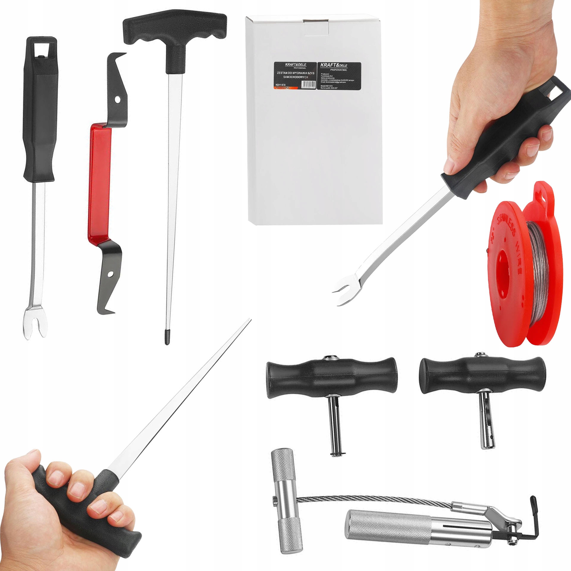 Zestaw do Wycinania Szyb Samochodowych 7 Elementów Kraft&Dele