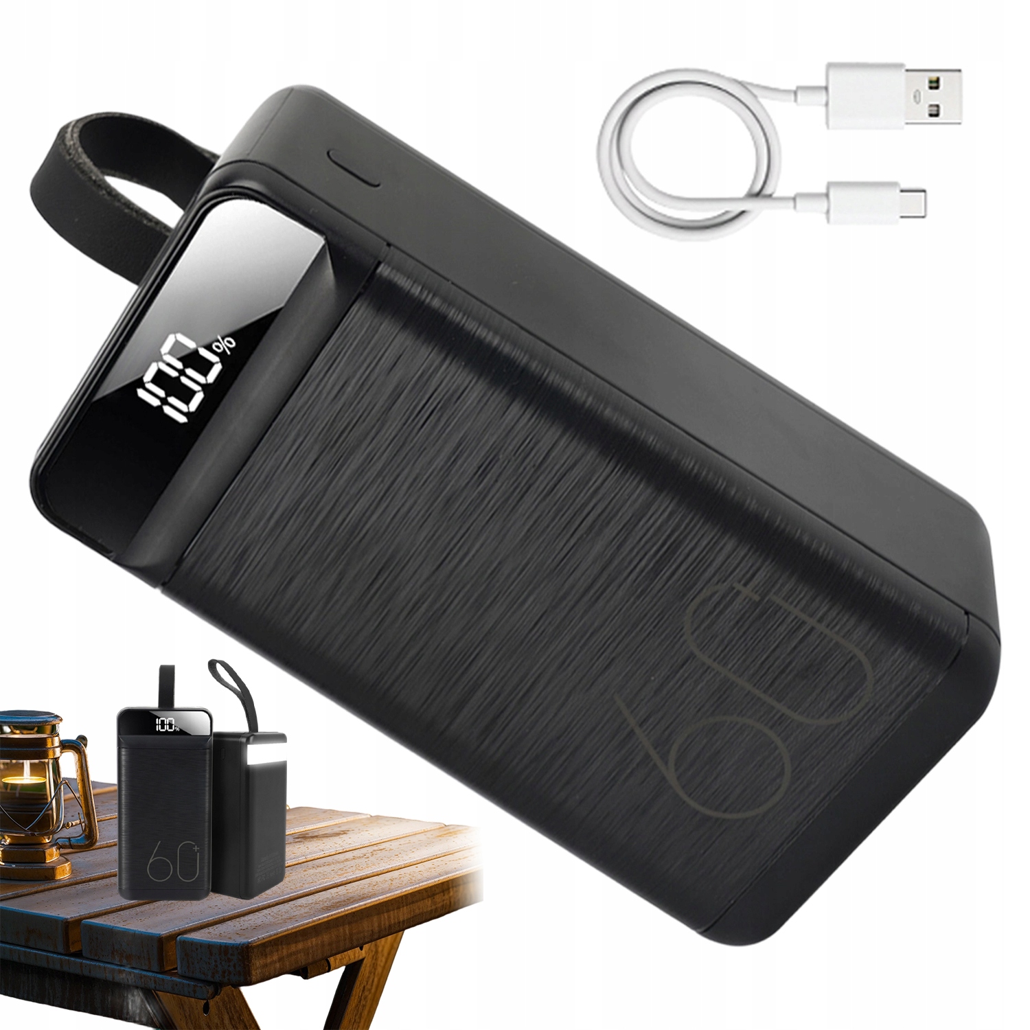 Powerbanka 60000 Mah 4 Porty Usb C A Lightning Rychlé Nabíjení 22.5 W