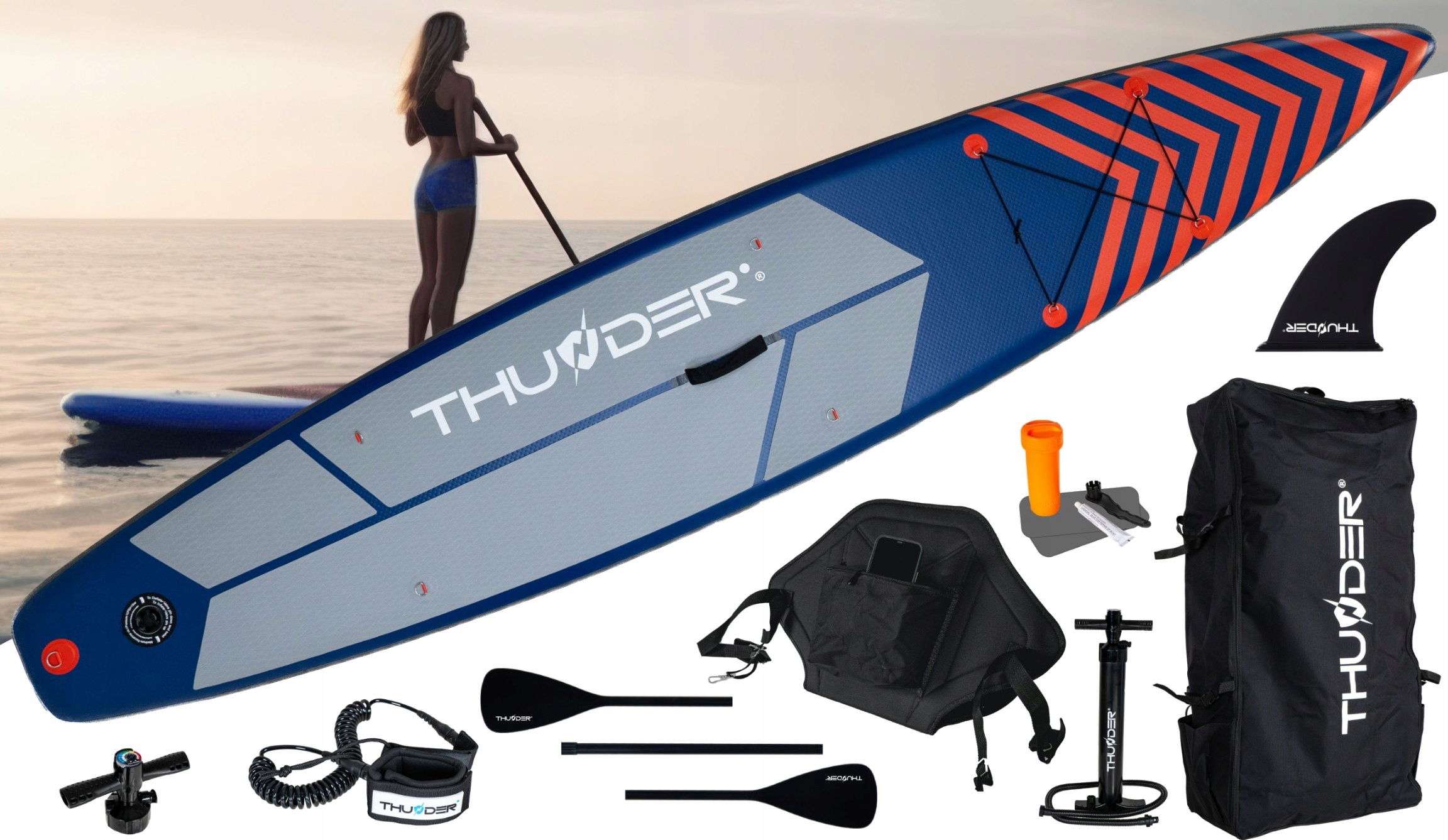 Deska SUP 365CM do pompowania paddle board siedzisko + akcesoria Thunder Płeć nie dotyczy