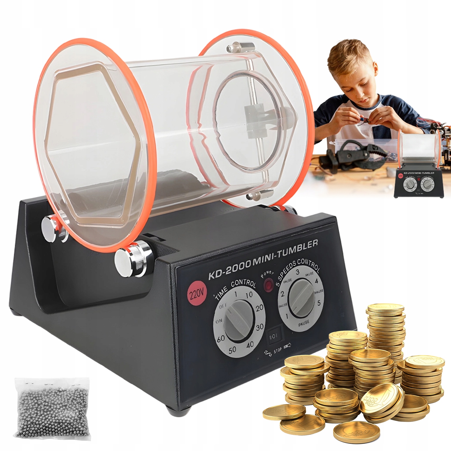 Stroj Na Leštění Šperků 60 W S Regulací Pěti Rychlostí