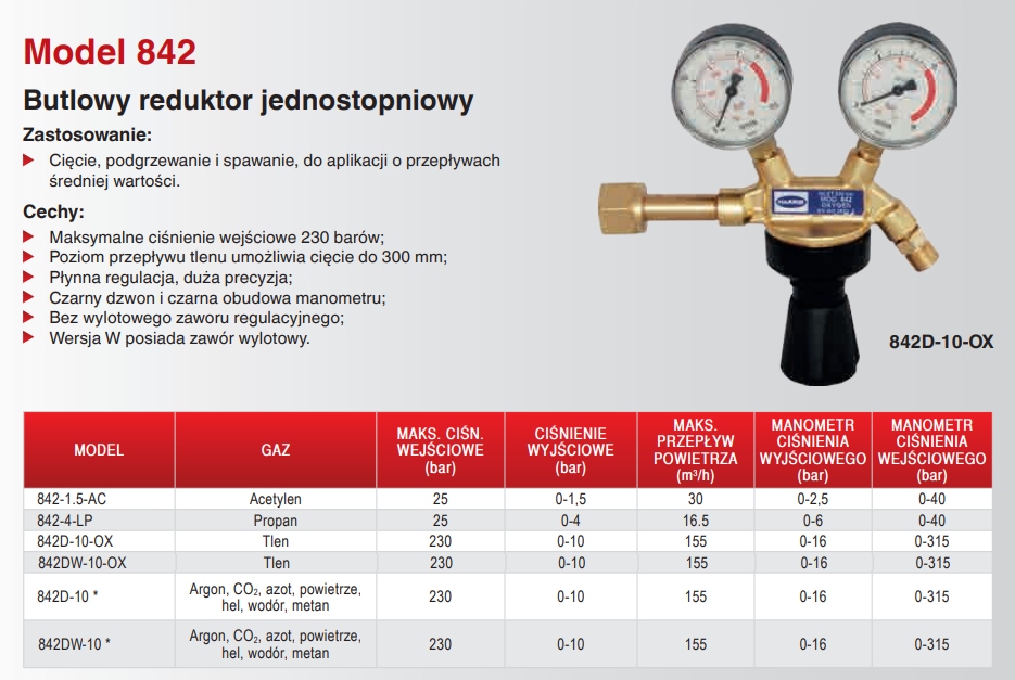 Reduktor Tlenowy HARRIS 842DW-10-OX - LINCOLN Model 842DW-10-OX Harris