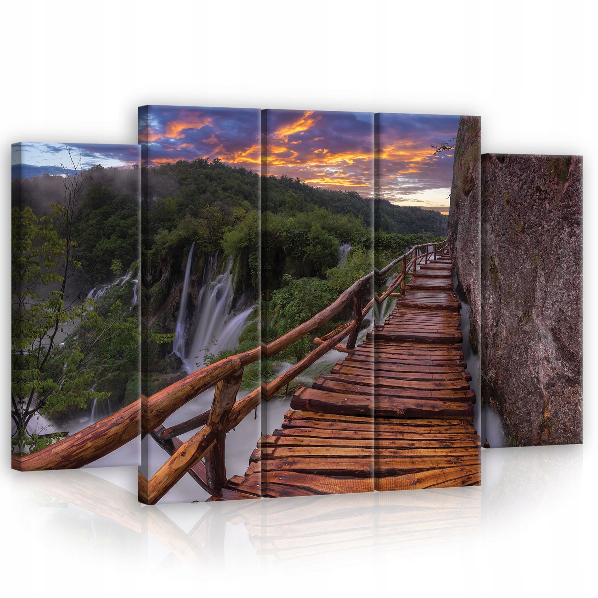 Obraz 150x100 Vodopád príroda krajina most drevený les pokoj