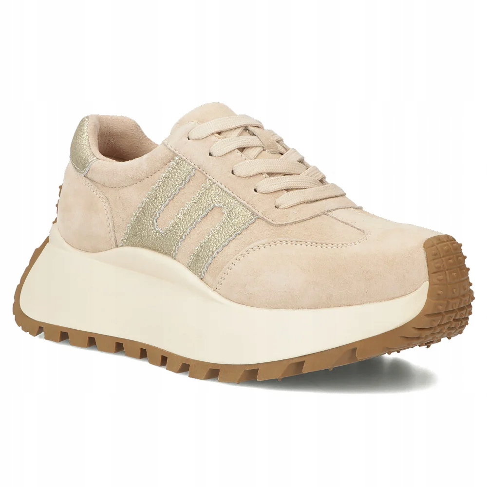 Skórzane sneakersy damskie buty sportowe Filippo na platformie beżowe r.40