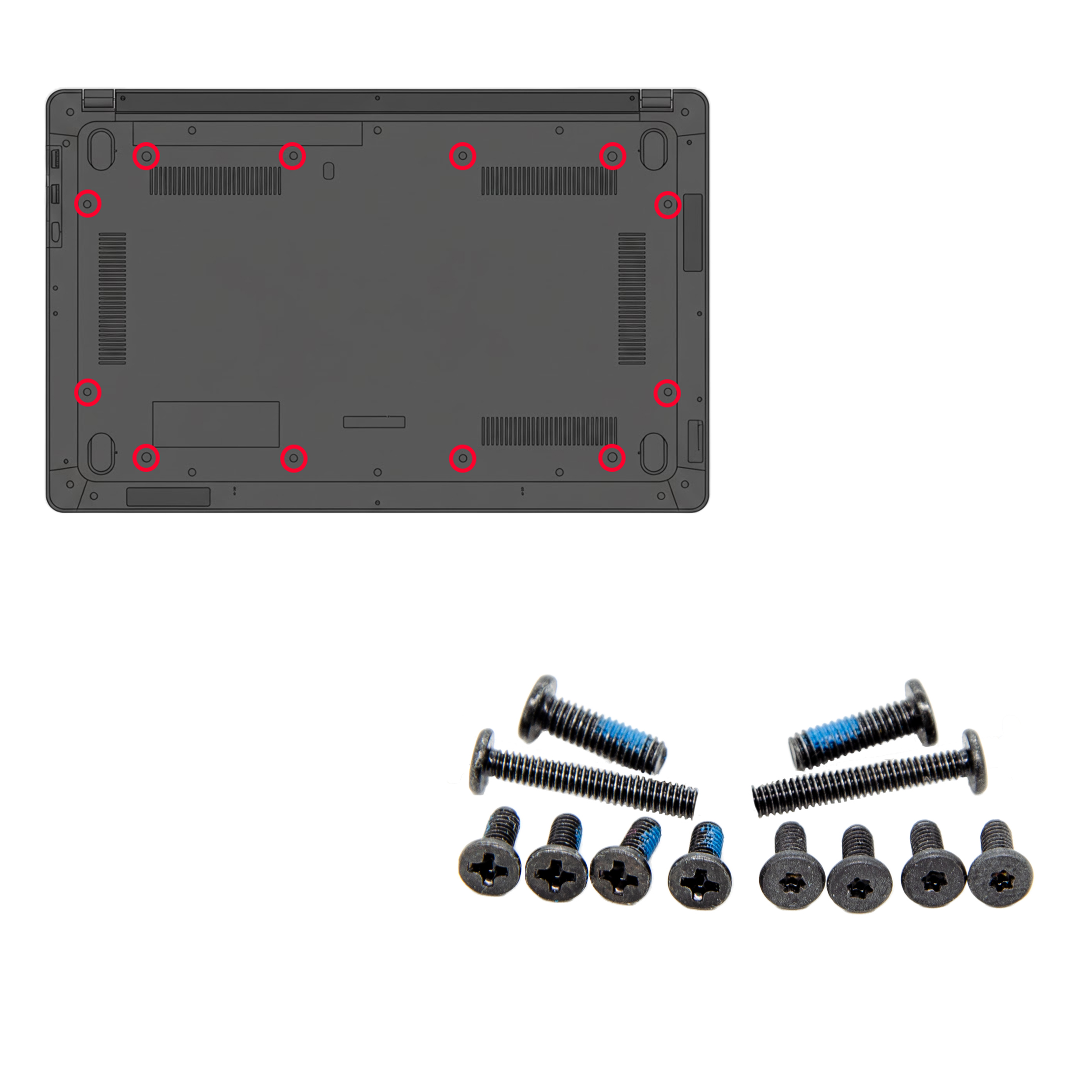 Śrubki obudowy Lenovo IdeaPad L340-15IRH Gaming czarne