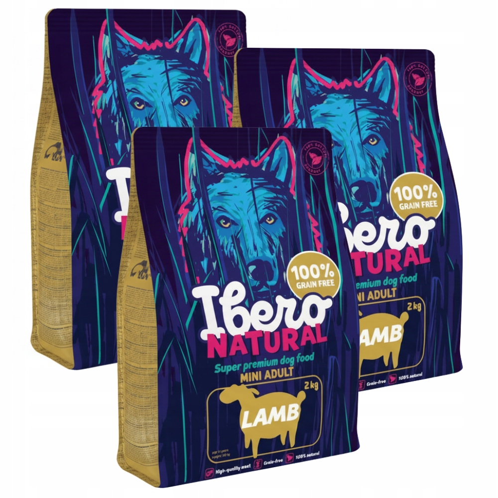 Levně Bezobilné krmivo pro psy mini jehněčí 3×2 kg Ibero Grain Free Lamb