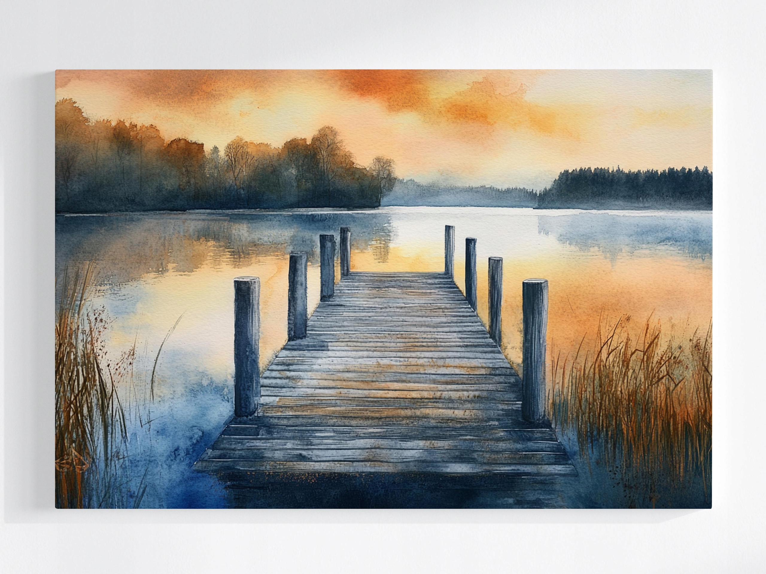 Obraz Na Plátně Canvas Pohled Krajina Venkovní Jezero Rybník Most Molo 120x80