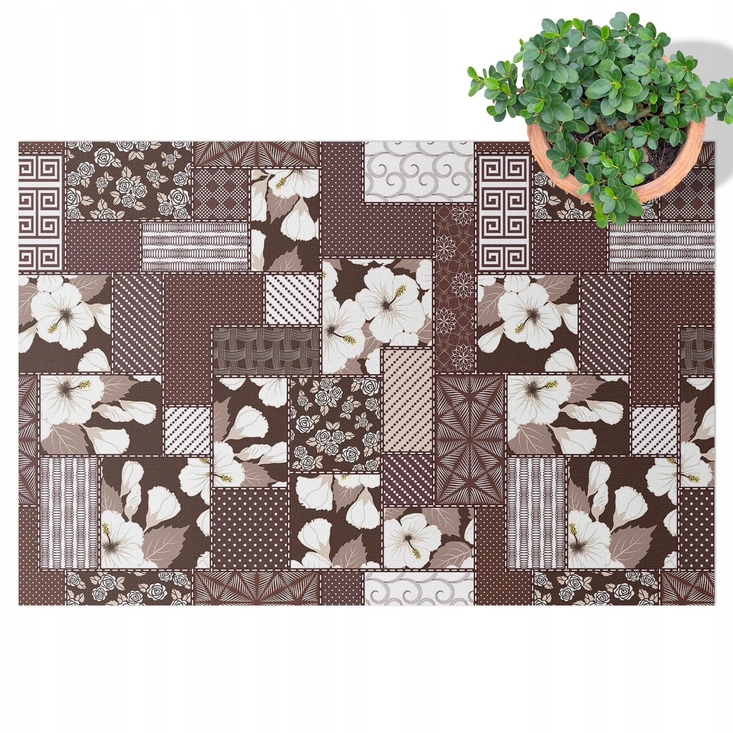 Vinylový Pvc koberec odolný voči vode Terasa Balkón Záhrada Kvety koláž 80x120